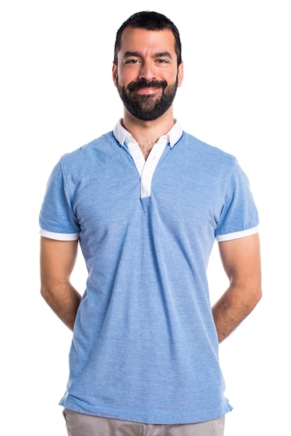 Free photo happy man with blue shirt