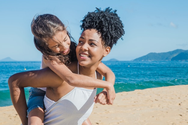 Happy mother and daughter