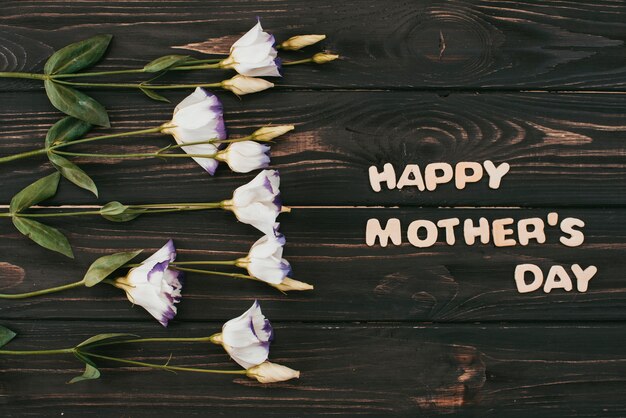 Happy Mothers Day inscription with flowers 