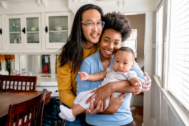 Happy multiethnic family spending time together in the new normal