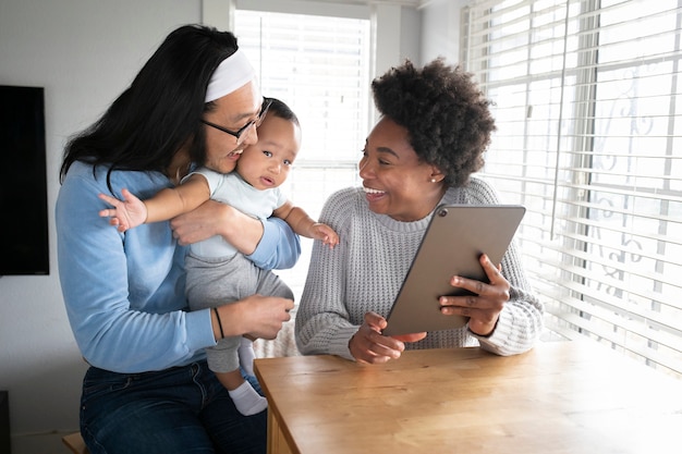 Happy multiethnic family spending time together in the new normal