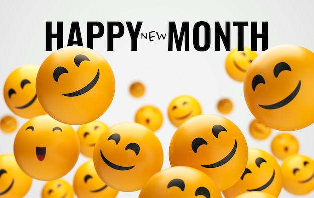 Happy new month wording with smiley emojis