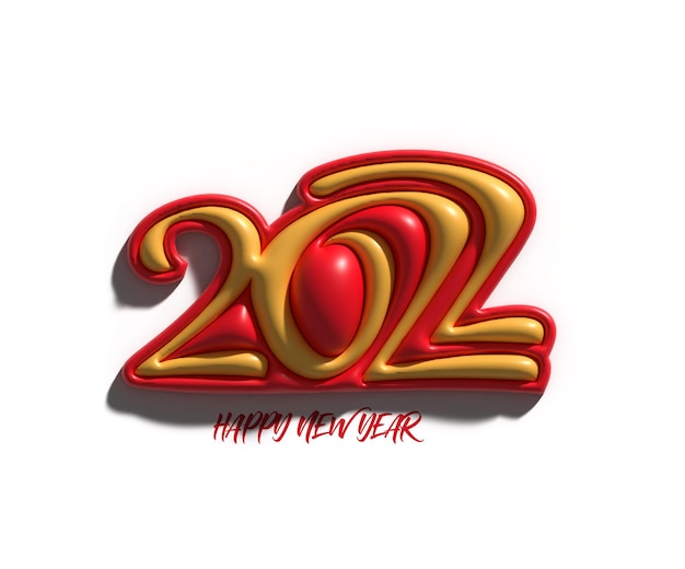 Free photo happy new year 2022 text typography 3d design.