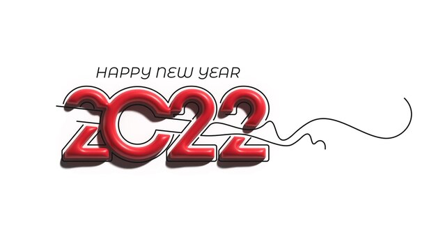 Happy New Year 2022 Text Typography 3D Design.