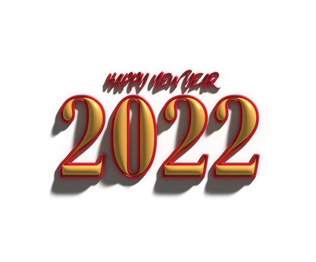 Free photo happy new year 2022 text typography 3d design.