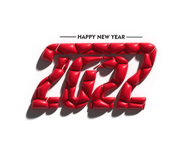 Free Photo happy new year 2022 text typography design.