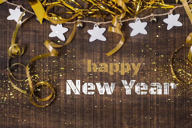 Free Photo happy new year banner with ribbons