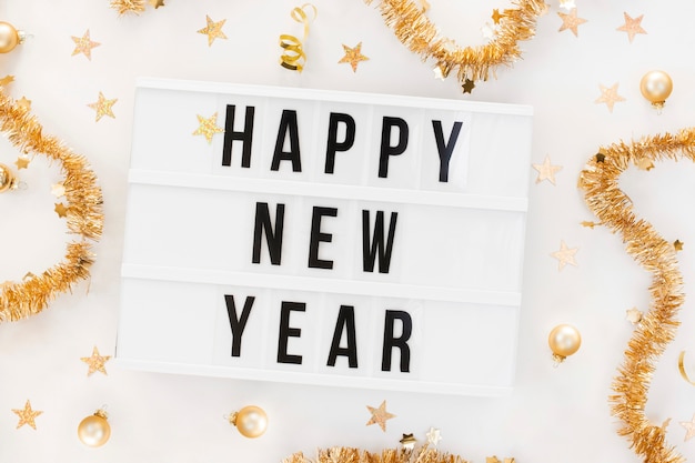 Free Photo happy new year sign with decoration