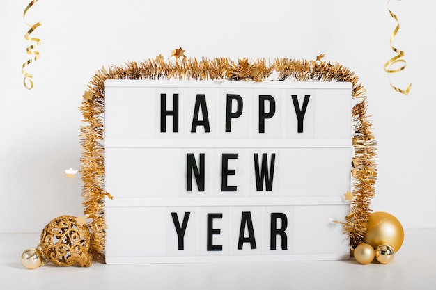 Free Photo happy new year sign with decoration