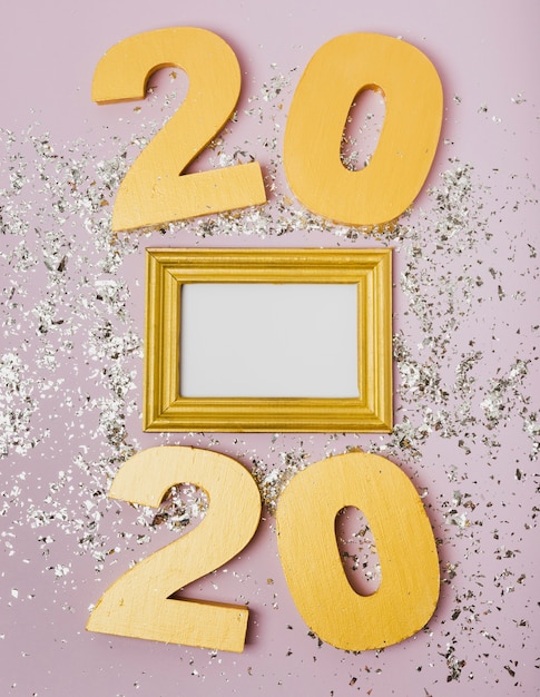 Free Photo happy new year with numbers 2020 and glitter