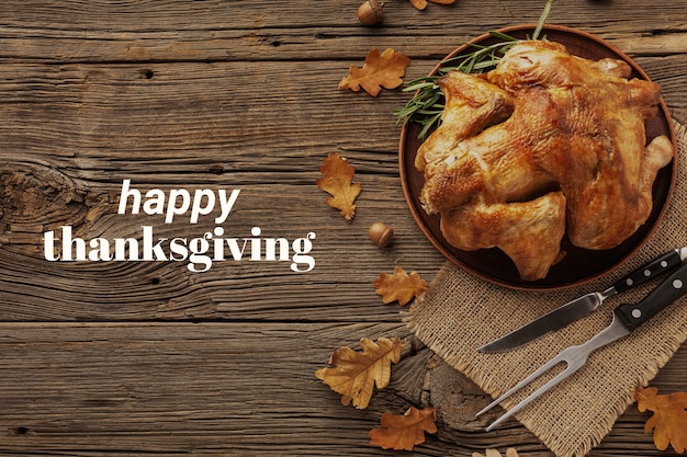 Free photo happy thanksgiving banner with tasty turkey