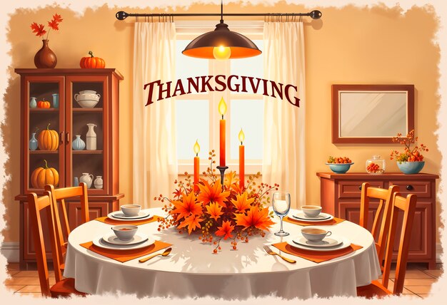 Happy thanksgiving celebration illustration