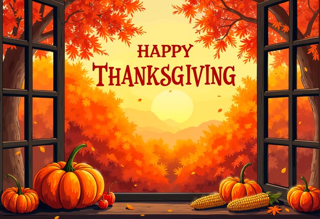 Happy thanksgiving celebration illustration