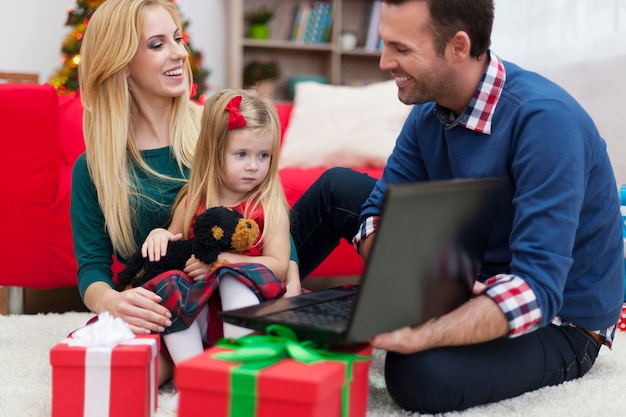 Happy time during Christmas for young family