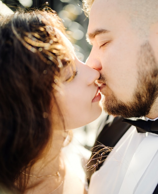 Happy wedding couple in Como Lake, Italy