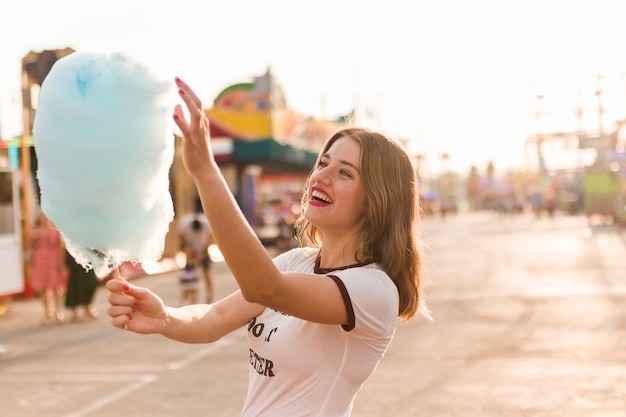 Free Photo happy young girl in the amusement park