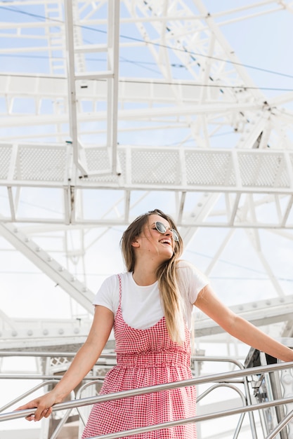 Free Photo happy young girl in the amusement park