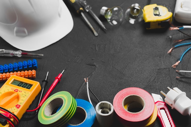 Free photo hardhat and electrical equipment