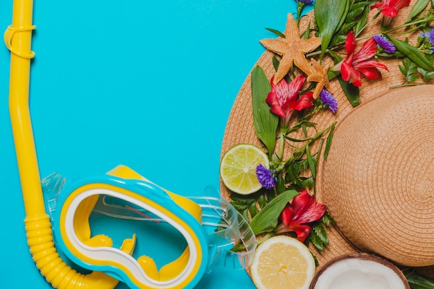 Hat with flowers and snorkels