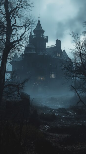 Haunted house in gothic style