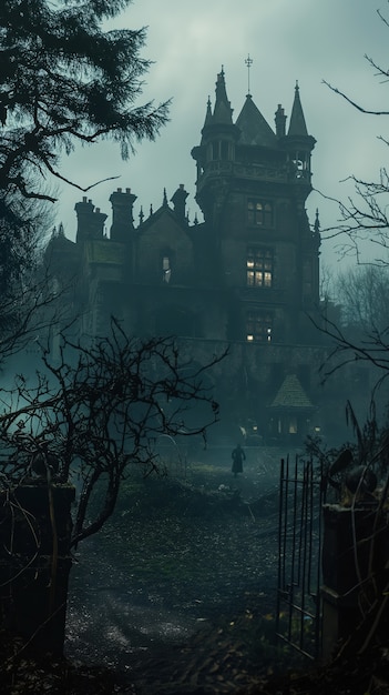 Haunted house in gothic style