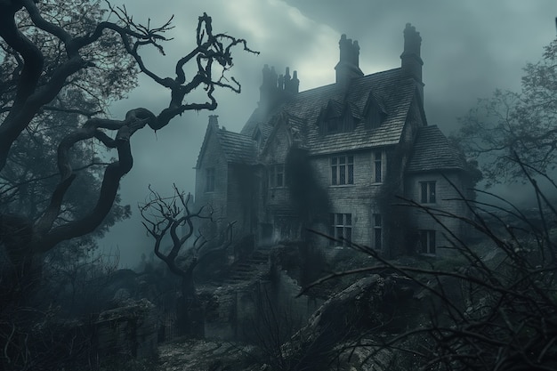 Free photo haunted house in gothic style