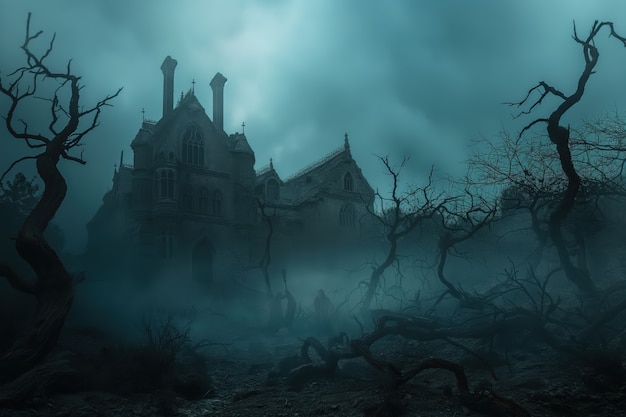 Haunted house in gothic style