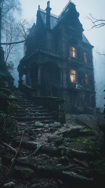 Free Photo haunted house in gothic style