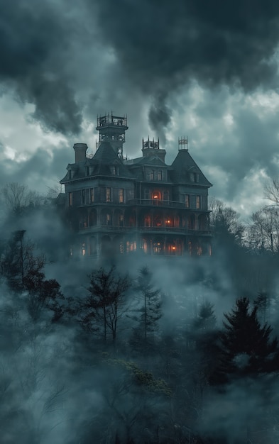 Free photo haunted house in gothic style