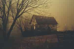 Free photo haunted house in vintage style