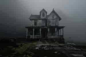 Free photo haunted house with spooky aesthetic and cinematic style