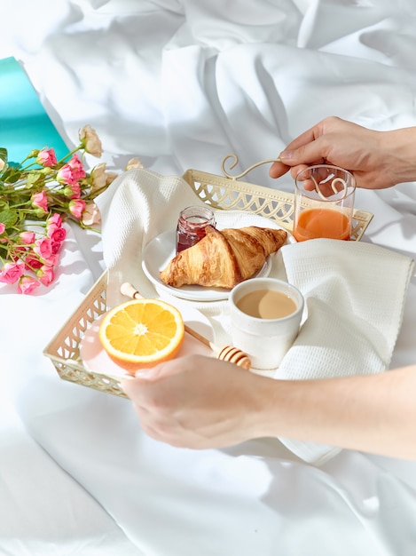 Having breakfast on bed