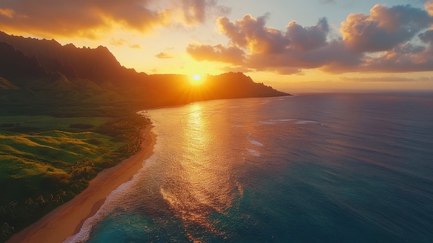 Free Photo hawaii beach landscape with nature and coastline