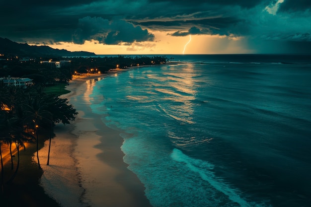 Free photo hawaii beach landscape with nature and coastline