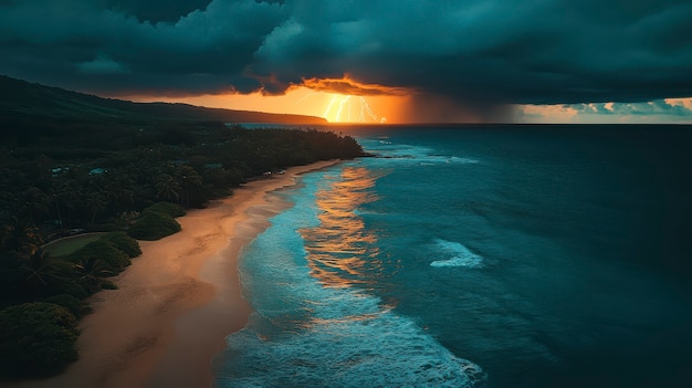 Hawaii beach landscape with nature and coastline