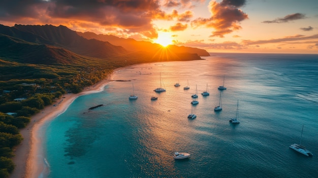 Hawaii beach landscape with nature and coastline