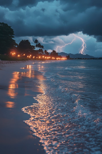 Free photo hawaii beach landscape with nature and coastline