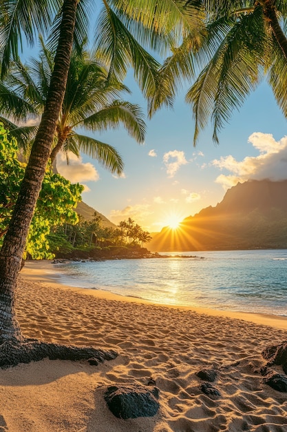 Free photo hawaii beach landscape with nature and coastline