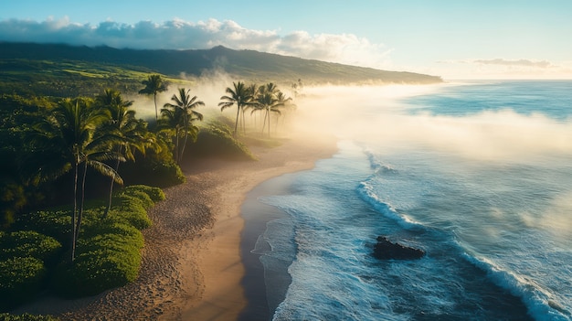 Free Photo hawaii beach landscape with nature and coastline