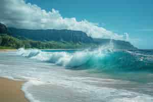 Free photo hawaii beach landscape with nature and coastline