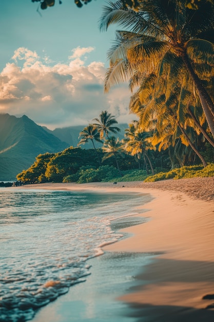 Free photo hawaii beach landscape with ocean view