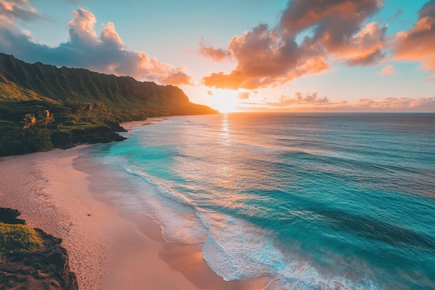 Free photo hawaii beach landscape with ocean view