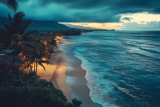 Free Photo hawaii beach landscape with ocean view