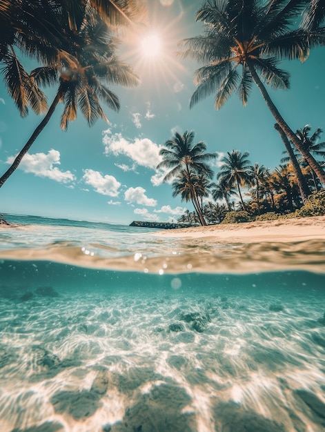 Hawaii beach landscape with ocean view