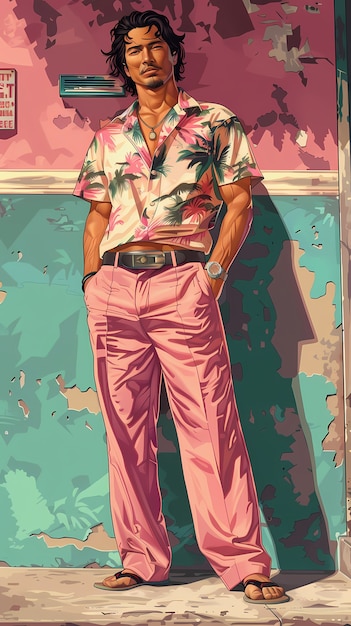 Free photo hawaii illustration in retro comic style