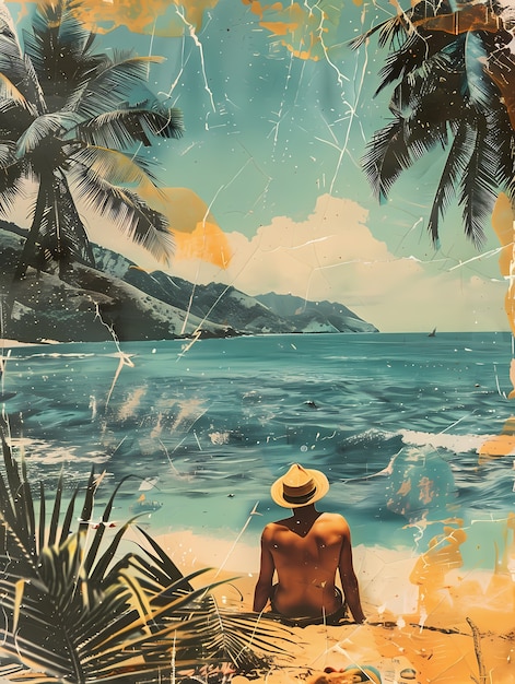 Free Photo hawaii illustration in retro comic style