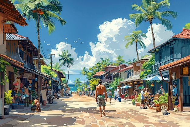 Hawaii landscape with digital art style