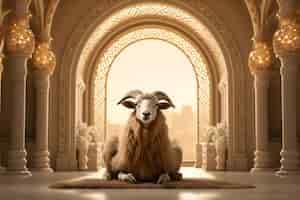 Free photo hd 3d render goat sheep eid al adha islamic background