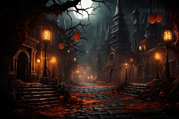 Free photo hd happy halloween night moon castle banner