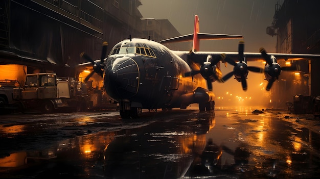 Free photo hd hyper detailed cinematic cargo plane background